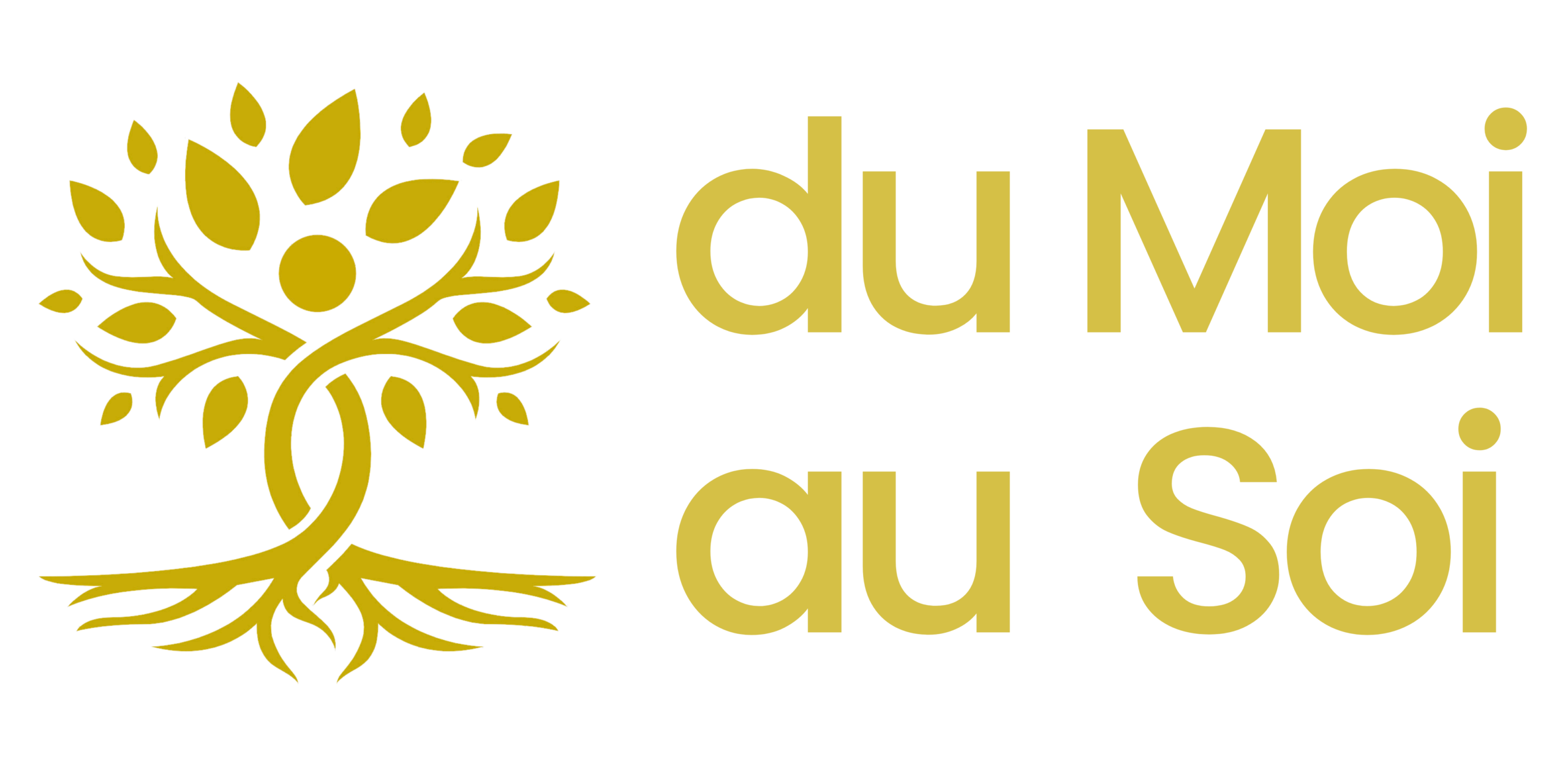 Logo Du Moi au Soi en or, arbre et texte